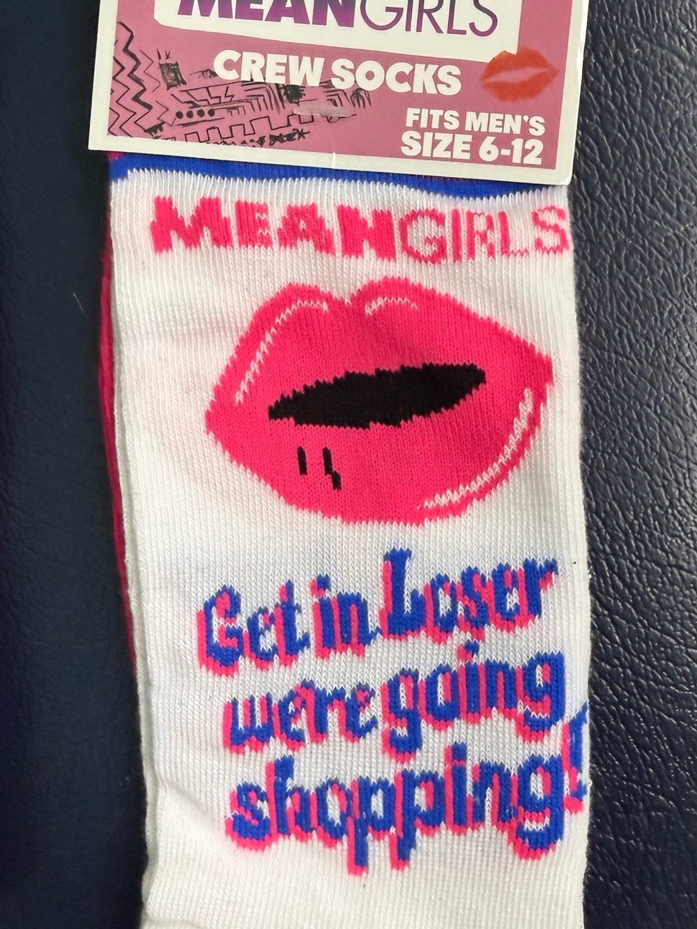 Mean Girls Women’s Crew Socks - White with Pink Lips